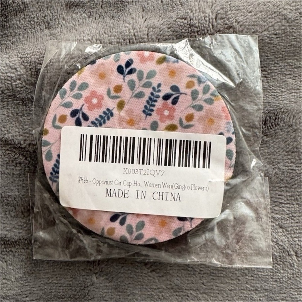 Neoprene Round Floral Coaster Set, Pink Blue Yellow Green Black, 2 Pieces